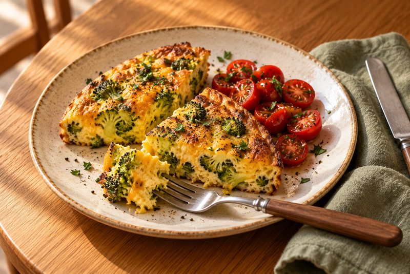 Broccoli & cheddar frittata — serving illustration