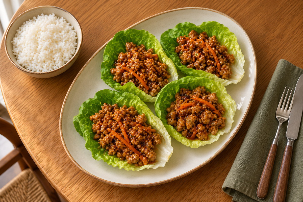 Hoisin turkey lettuce cups — serving illustration
